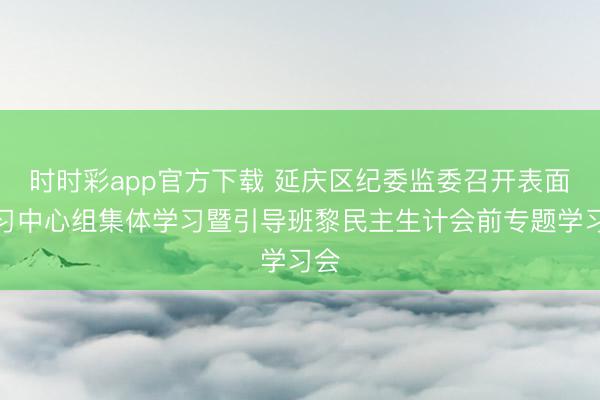时时彩app官方下载 延庆区纪委监委召开表面学习中心组集体学习暨引导班黎民主生计会前专题学习会