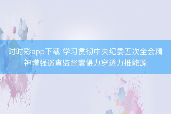 时时彩app下载 学习贯彻中央纪委五次全会精神增强巡查监督震慑力穿透力推能源