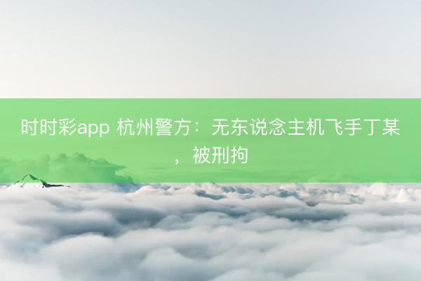 时时彩app 杭州警方：无东说念主机飞手丁某，被刑拘