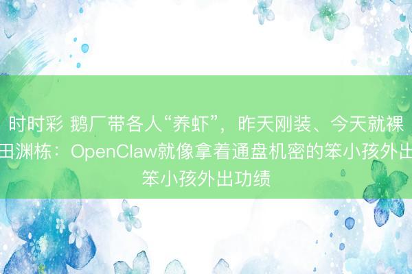 时时彩 鹅厂带各人“养虾”，昨天刚装、今天就裸奔！田渊栋：OpenClaw就像拿着通盘机密的笨小孩外出功绩